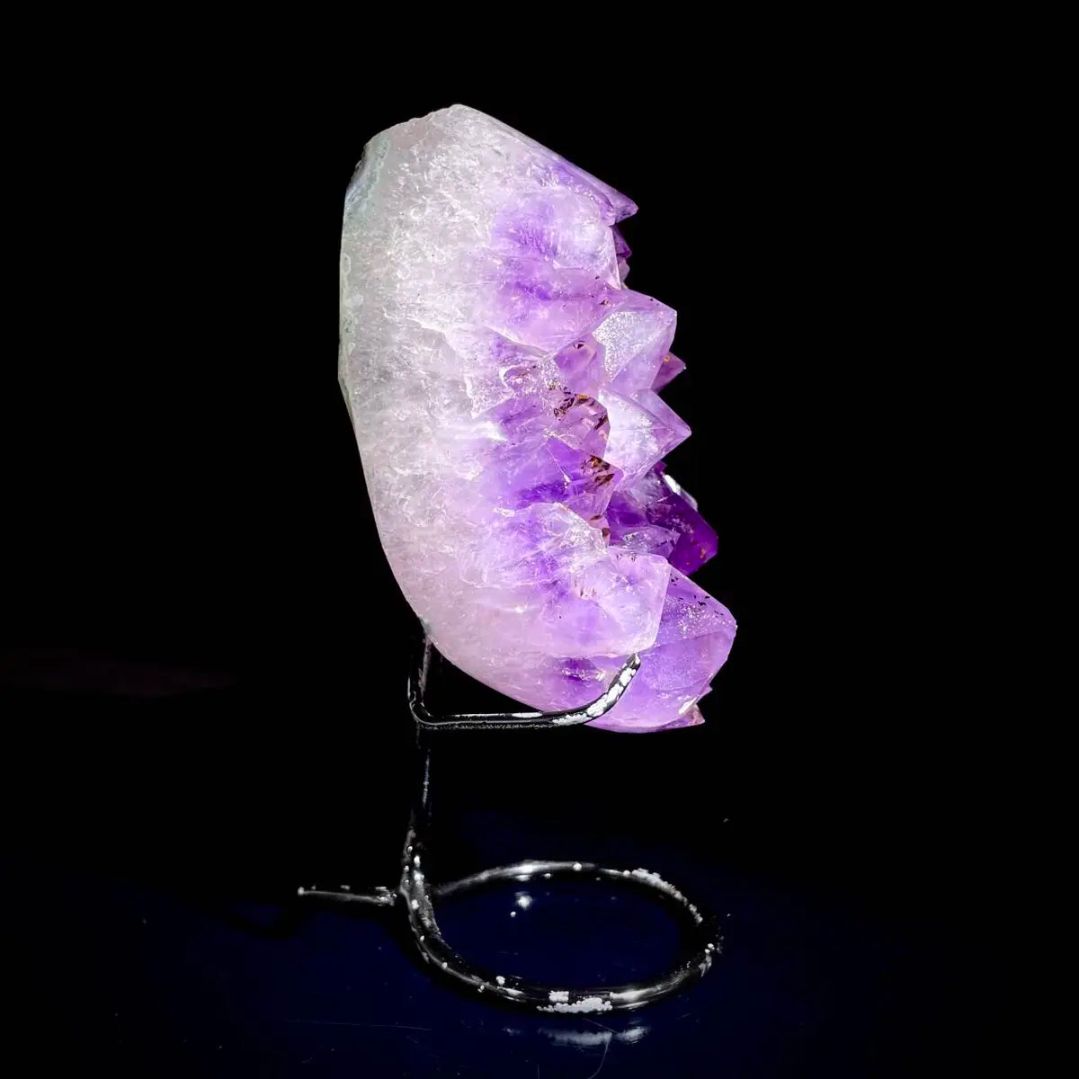 Natural Crystal-Shaped Amethyst Cluster on Stand | Museum Grade Display Mineral Specimen | Decorative Home & Office Decor | 900 g | 16.5*9*6 cm