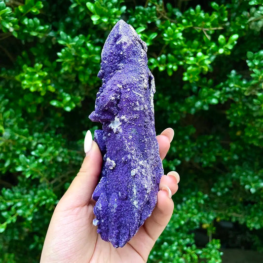 Natural Calcite Crystal Cluster with Purple Mineral Coating | 420g | 14.5× 7.5 × 4.5cm | Carbonate Minerals | Inner Mongolia, China