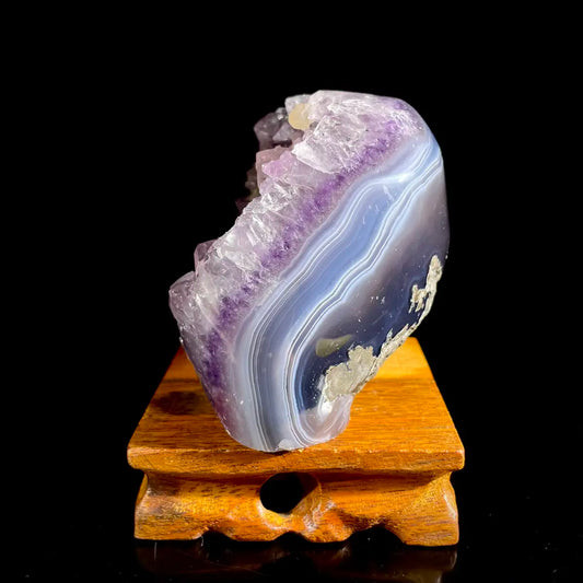 Natural Uruguayan Amethyst Crystal Cluster with Calcite Association | 780g | 8× 9.5 × 6cm | Quartz & Carbonate Mineral Specimen | Uruguay