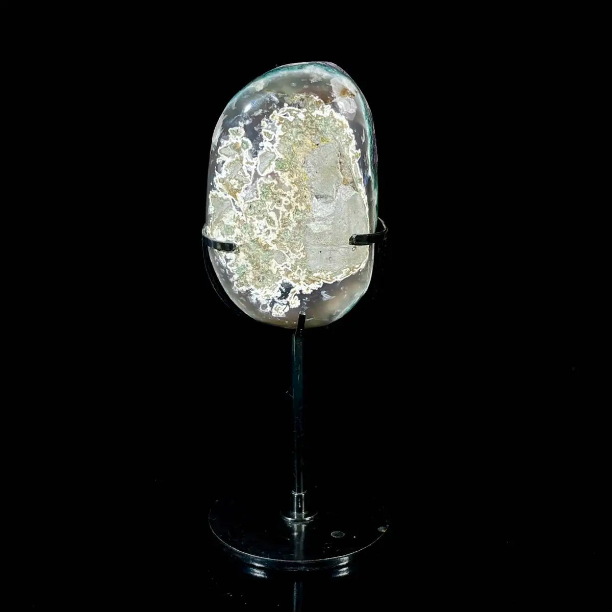Natural Amethyst Crystal Cluster on metal Stand | Museum Grade Display Mineral Specimen | Decorative Home & Office Stone Decor | 730 g | 19*6.5*4 cm