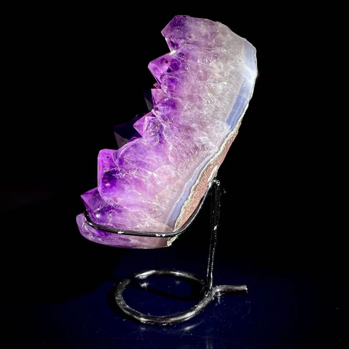Natural Crystal-Shaped Amethyst Cluster on Stand | Museum Grade Display Mineral Specimen | Decorative Home & Office Decor | 1130 g | 18.5*9*8 cm