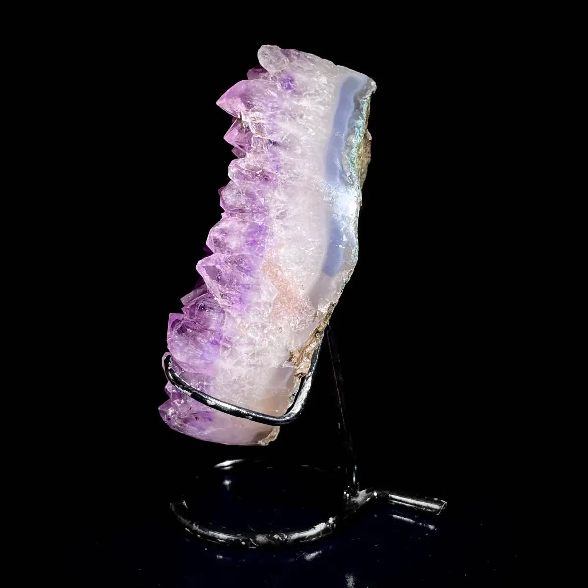 Natural Crystal-Shaped Amethyst Cluster on Stand | Museum Grade Display Mineral Specimen | Decorative Home & Office Decor | 780 g | 15.5*9*4 cm