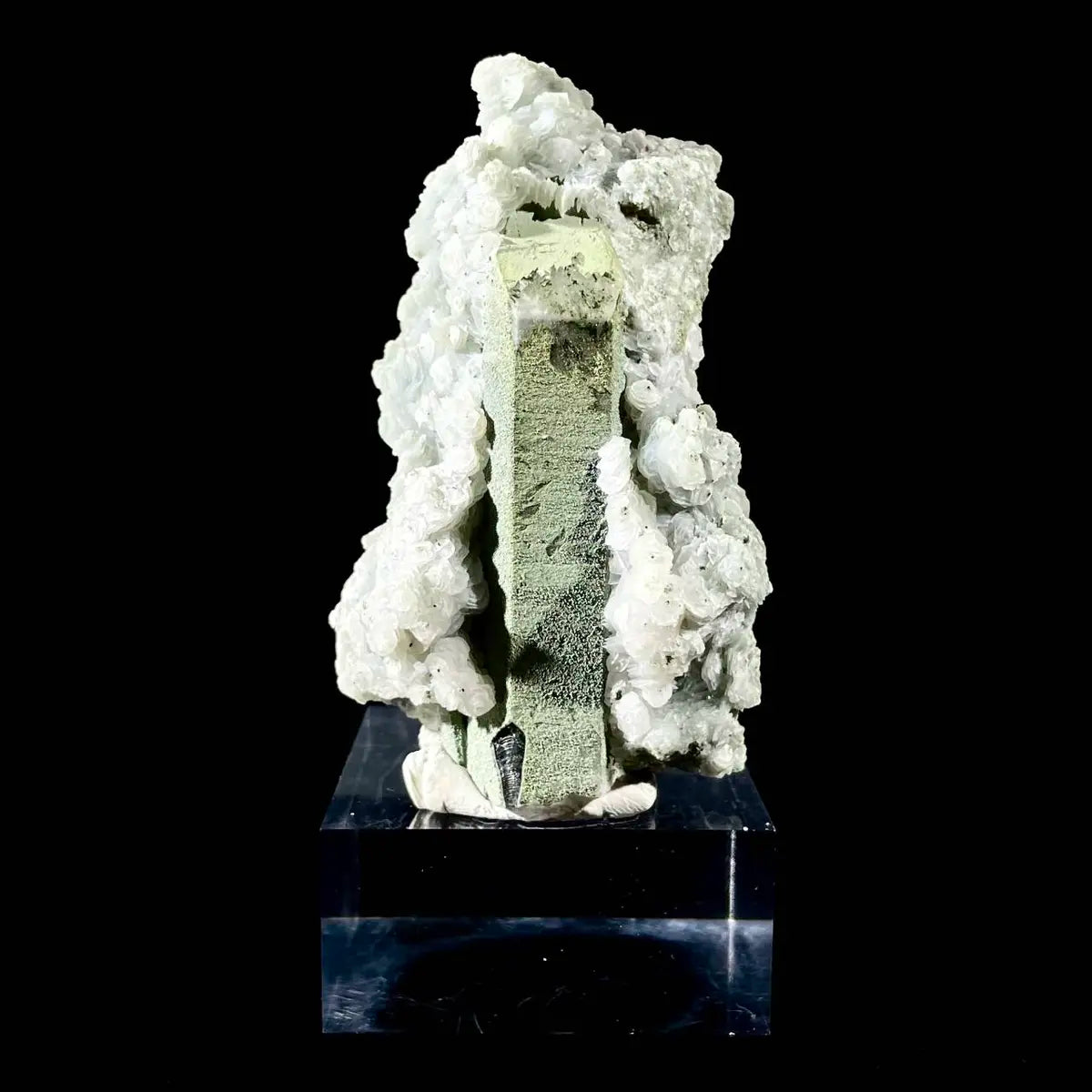 Natural Chlorite Quartz with Calcite Crystal Cluster on Matrix | Green Phantom Quartz Mineral Specimen | Rare Mineral Association | 180 g | 8.5*5*3 cm
