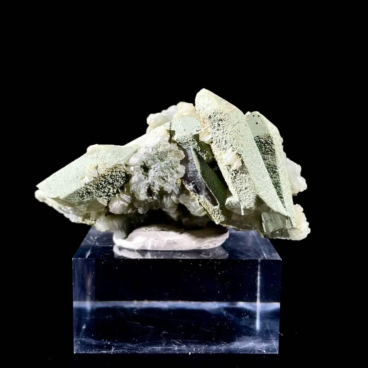Natural Chlorite Quartz with Calcite Crystal Cluster on Matrix | Green Phantom Quartz Mineral Specimen | Rare Mineral Association | 80 g | 7*4.5*3.5 cm
