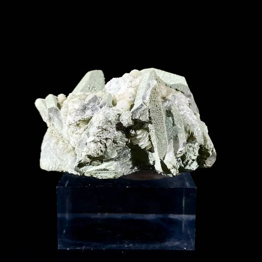B13-Natural Chlorite Quartz with Calcite Crystal Cluster on Matrix | Green Phantom Quartz Mineral Specimen | Rare Mineral Association | 130 g | 7*5*3.5 cm