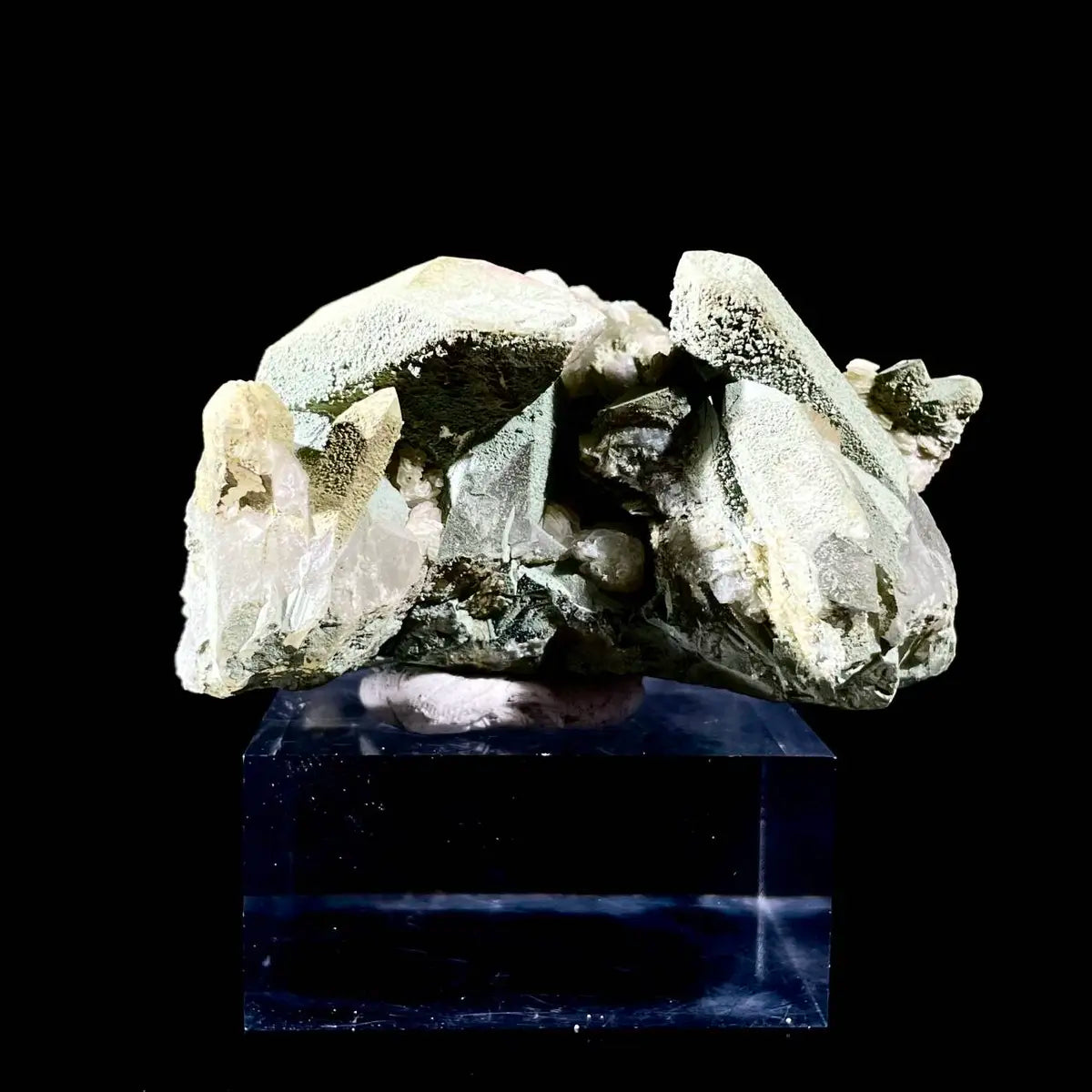 Natural Chlorite Quartz with Calcite Crystal Cluster on Matrix | Green Phantom Quartz Mineral Specimen | Rare Mineral Association | 130 g | 7*5*3.5 cm