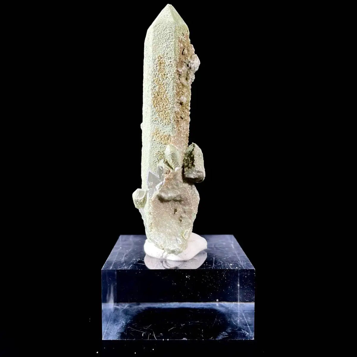 Natural Chlorite Quartz with Calcite Crystal Cluster on Matrix | Green Phantom Quartz Mineral Specimen | Rare Mineral Association | 50 g | 8.5*2.5*2.5 cm