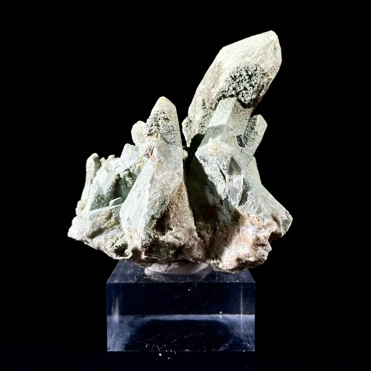 Natural Chlorite Quartz with Calcite Crystal Cluster on Matrix | Green Phantom Quartz Mineral Specimen | Rare Mineral Association | 200 g | 8*8.5*4.5 cm