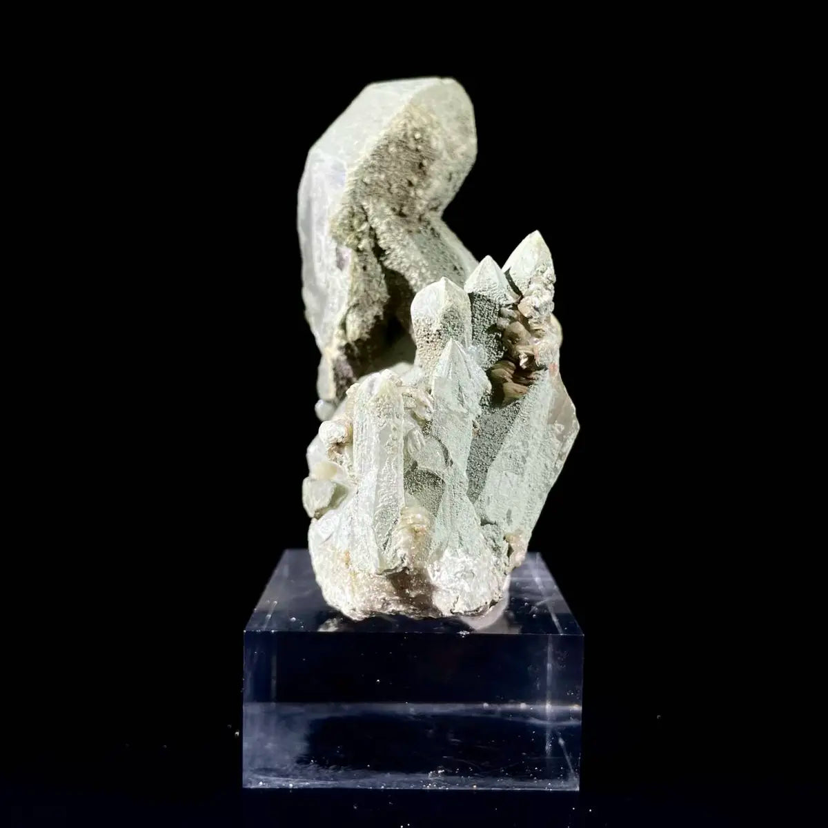 Natural Chlorite Quartz with Calcite Crystal Cluster on Matrix | Green Phantom Quartz Mineral Specimen | Rare Mineral Association | 200 g | 8*8.5*4.5 cm