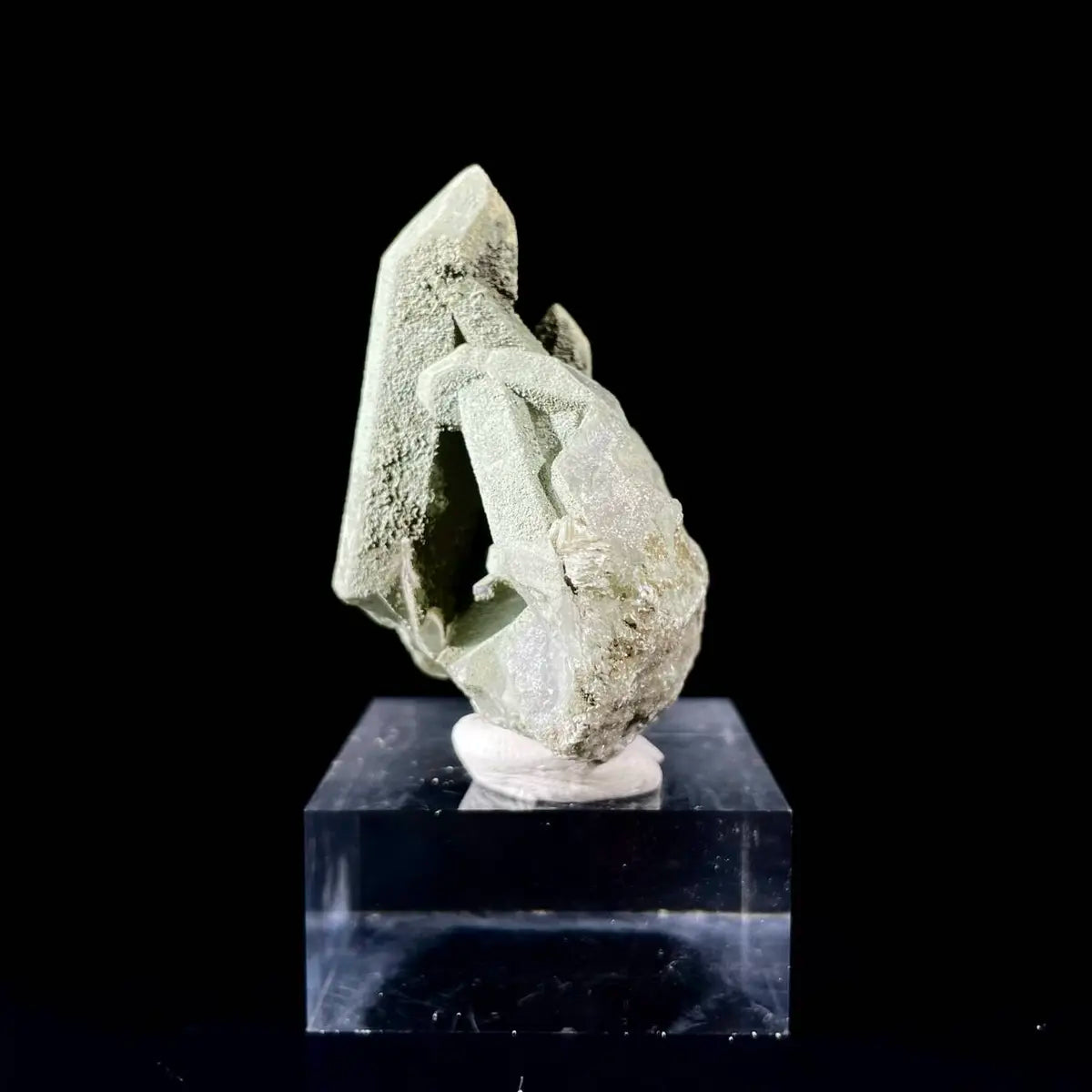 Natural Chlorite Quartz with Calcite Crystal Cluster on Matrix | Green Phantom Quartz Mineral Specimen | Rare Mineral Association | 70 g | 5*6*3.5 cm