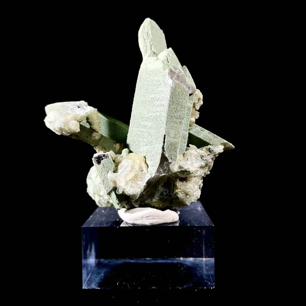 Natural Chlorite Quartz with Calcite Crystal Cluster on Matrix | Green Phantom Quartz Mineral Specimen | Rare Mineral Association | 120 g | 7.5*7.5*4.5 cm