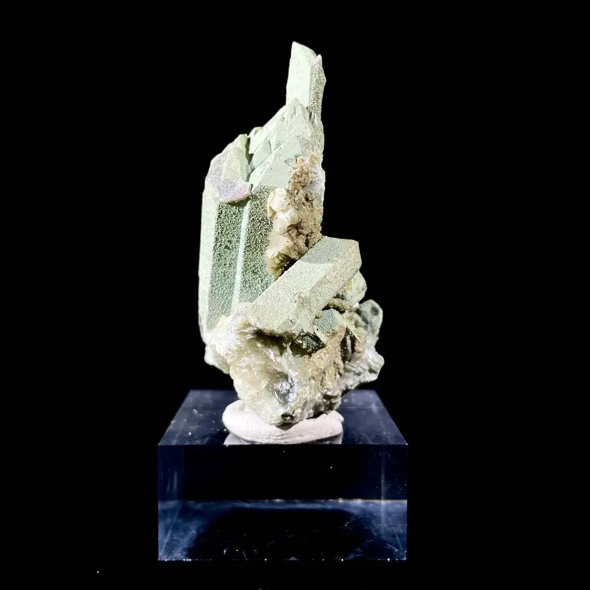Natural Chlorite Quartz with Calcite Crystal Cluster on Matrix | Green Phantom Quartz Mineral Specimen | Rare Mineral Association | 120 g | 7.5*7.5*4.5 cm