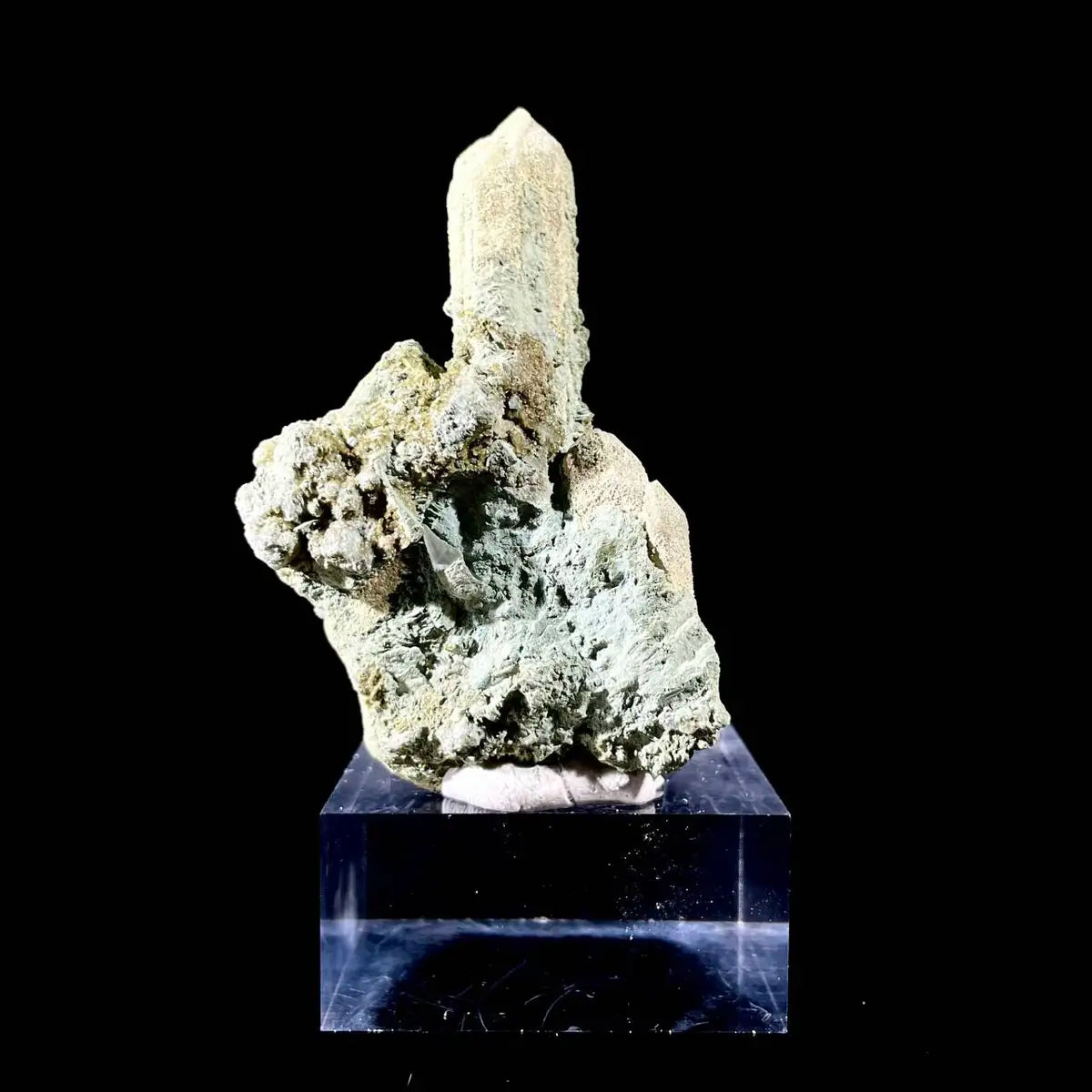 Natural Chlorite Quartz with Calcite Crystal Cluster on Matrix | Green Phantom Quartz Mineral Specimen | Rare Mineral Association | 60 g | 8*5*2 cm