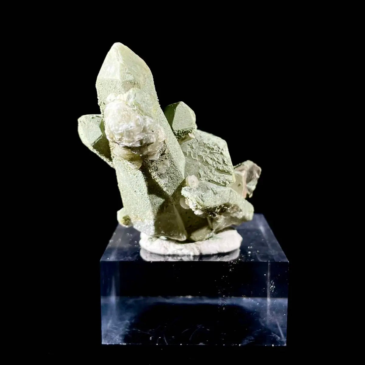 Natural Chlorite Quartz with Calcite Crystal Cluster on Matrix | Green Phantom Quartz Mineral Specimen | Rare Mineral Association | 90 g | 7.5*4.5*3.5 cm