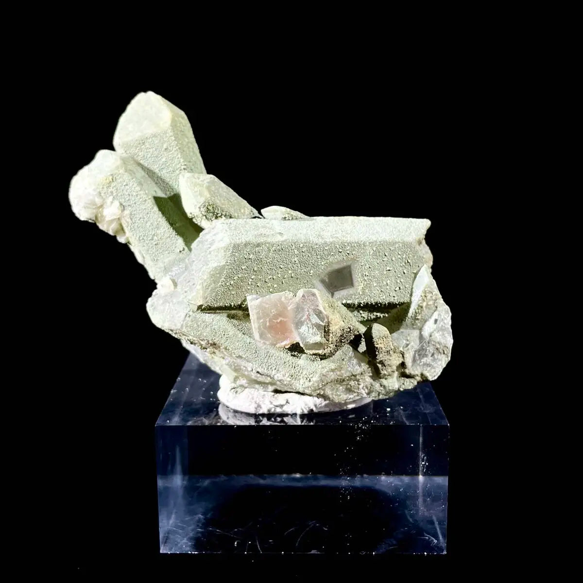 Natural Chlorite Quartz with Calcite Crystal Cluster on Matrix | Green Phantom Quartz Mineral Specimen | Rare Mineral Association | 90 g | 7.5*4.5*3.5 cm