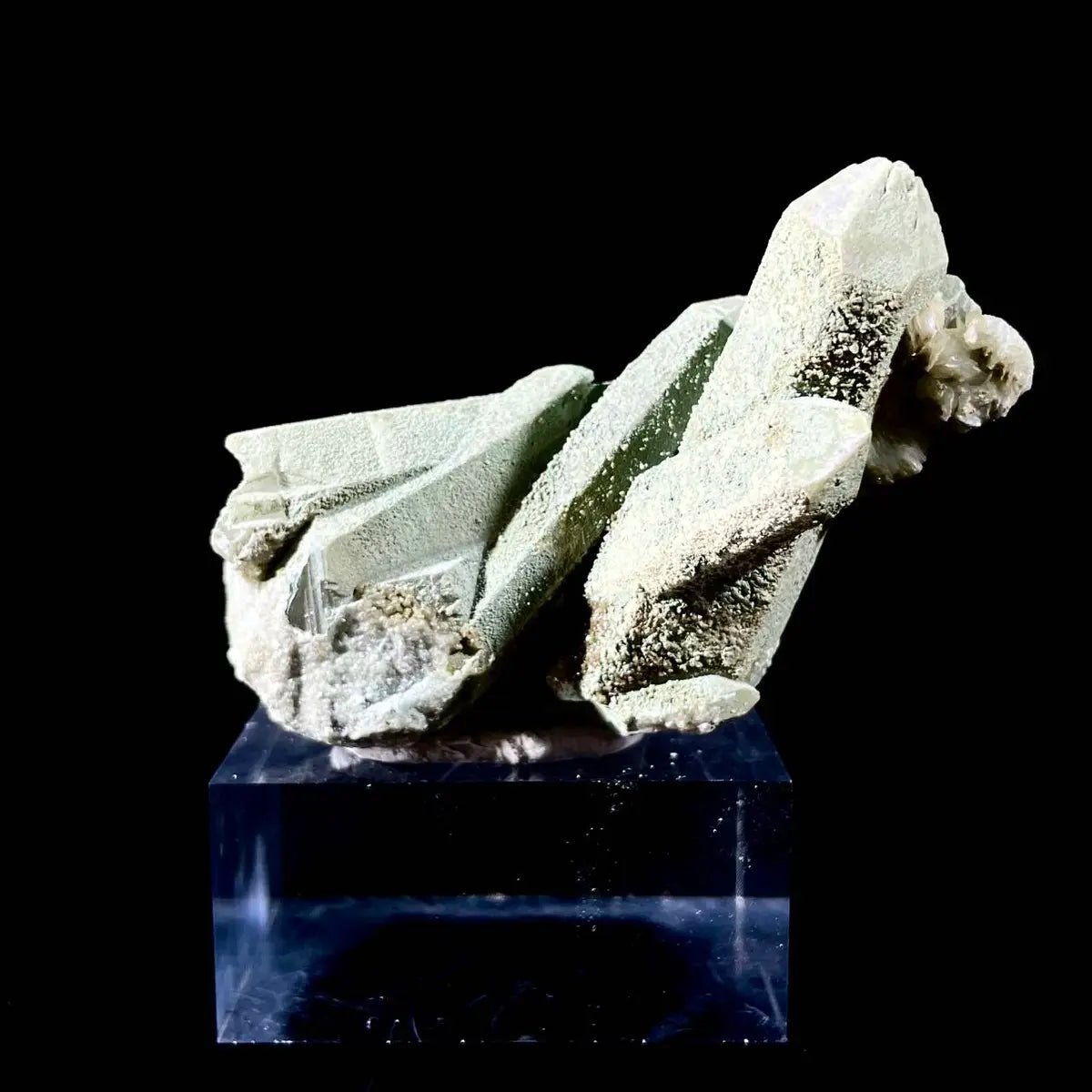 Natural Chlorite Quartz with Calcite Crystal Cluster on Matrix | Green Phantom Quartz Mineral Specimen | Rare Mineral Association | 90 g | 7.5*4.5*3.5 cm