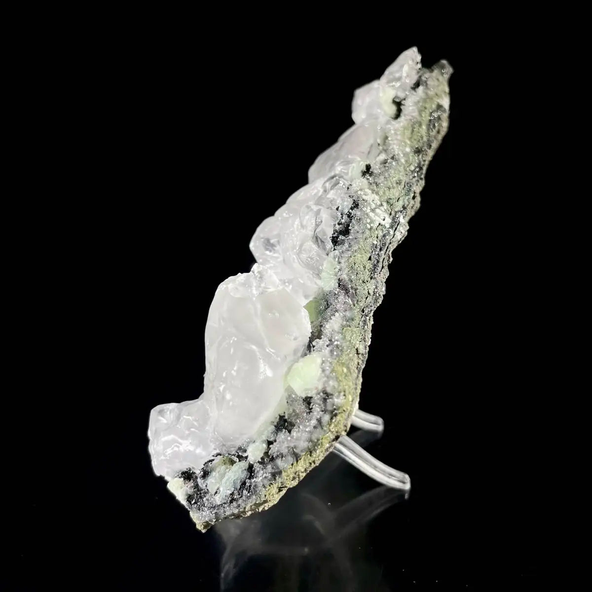 Calcite with Prehnite Association | Natural Mineral Specimen Display Piece | 550 g | 16.5*11.5*3 cm