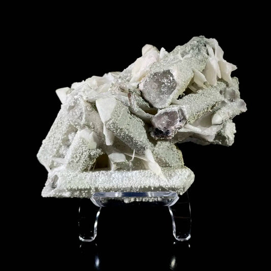 Calcite with Candle Quartz Association | Natural Mineral Specimen Display Piece | 390 g | 12*6.5*8.5 cm