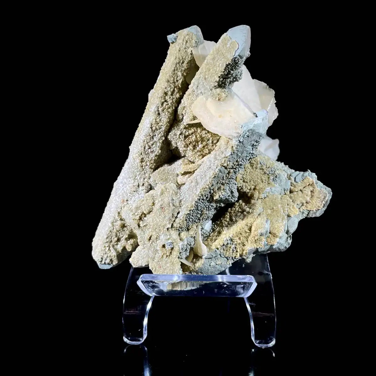 Calcite with Candle Quartz Association | Natural Mineral Specimen Display Piece | 320 g | 10*9*7.5 cm