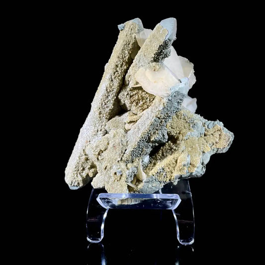 Calcite with Candle Quartz Association | Natural Mineral Specimen Display Piece | 320 g | 10*9*7.5 cm