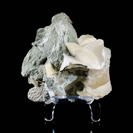 Calcite with Candle Quartz Association | Natural Mineral Specimen Display Piece | 320 g | 10*9*7.5 cm