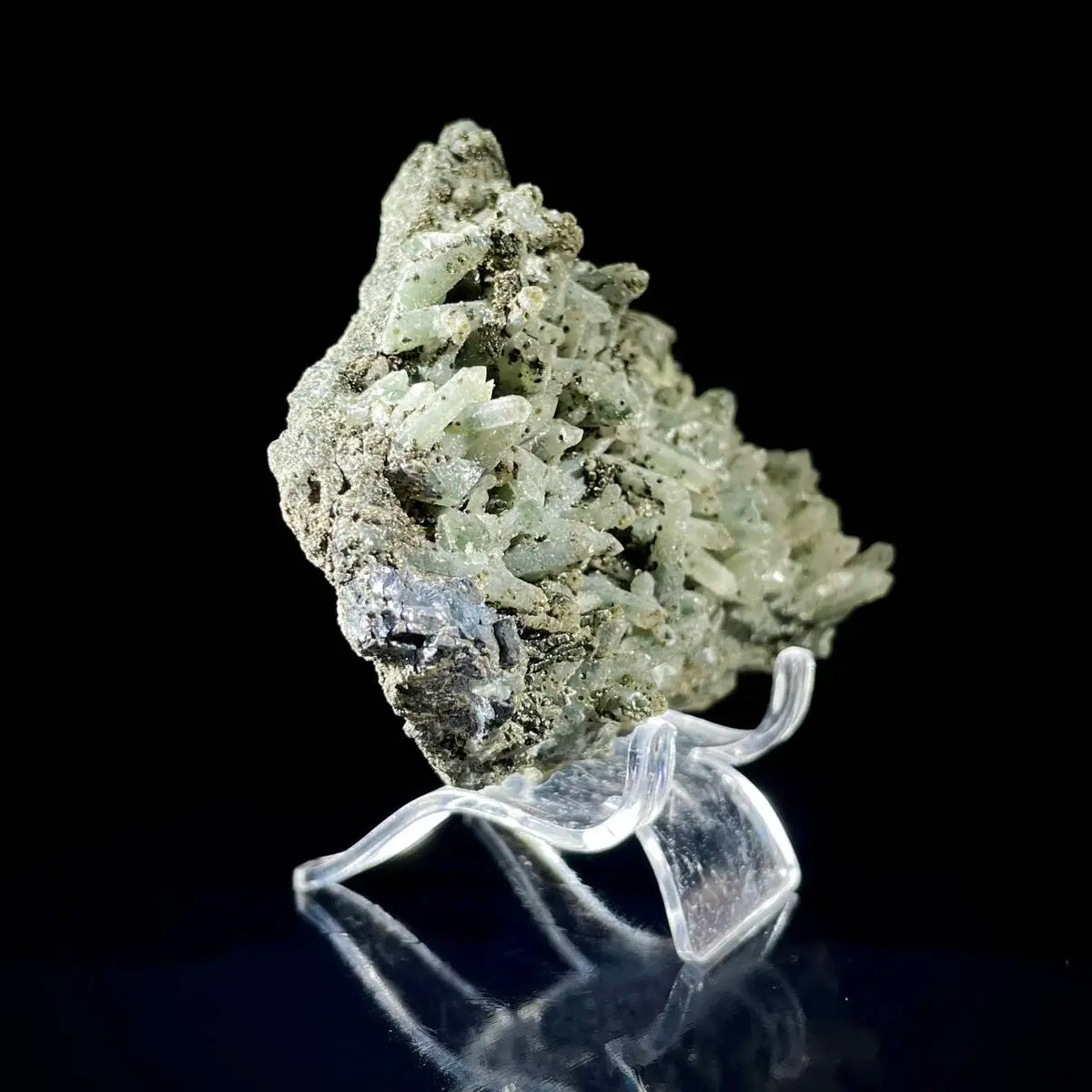 Natural Green Quartz Cluster on Matrix | Rare Colored Quartz Mineral Specimen | Mineral Collection | 170 g | 11*8.5*2.5 cm