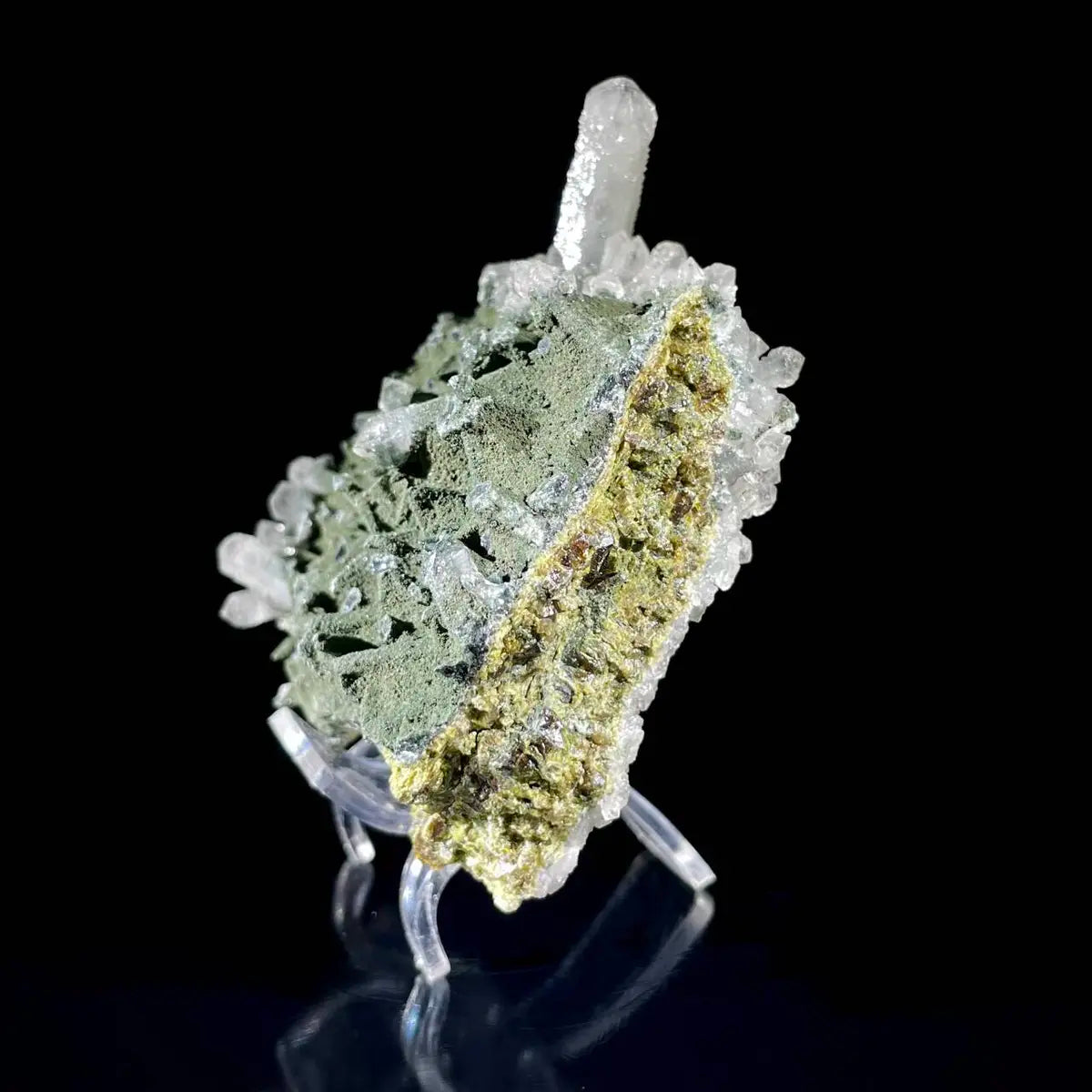 Natural Green Quartz Cluster on Matrix | Rare Colored Quartz Mineral Specimen | Mineral Collection | 360 g | 11.5*9.5*4 cm