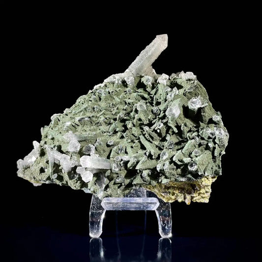 Natural Green Quartz Cluster on Matrix | Rare Colored Quartz Mineral Specimen | Mineral Collection | 360 g | 11.5*9.5*4 cm