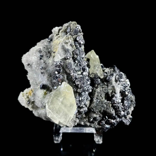 Galena Mineral Specimen | Natural Lead Sulfide Crystal on Matrix | Metallic Luster Cubic Formation | 90 g | 7*5.5*3.5  cm