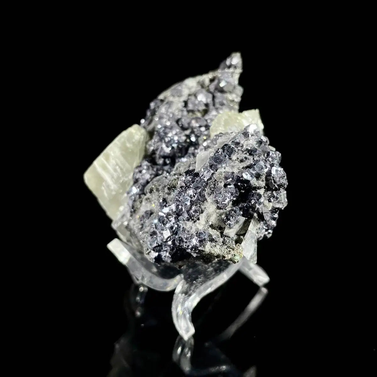 Galena Mineral Specimen | Natural Lead Sulfide Crystal on Matrix | Metallic Luster Cubic Formation | 90 g | 7*5.5*3.5  cm