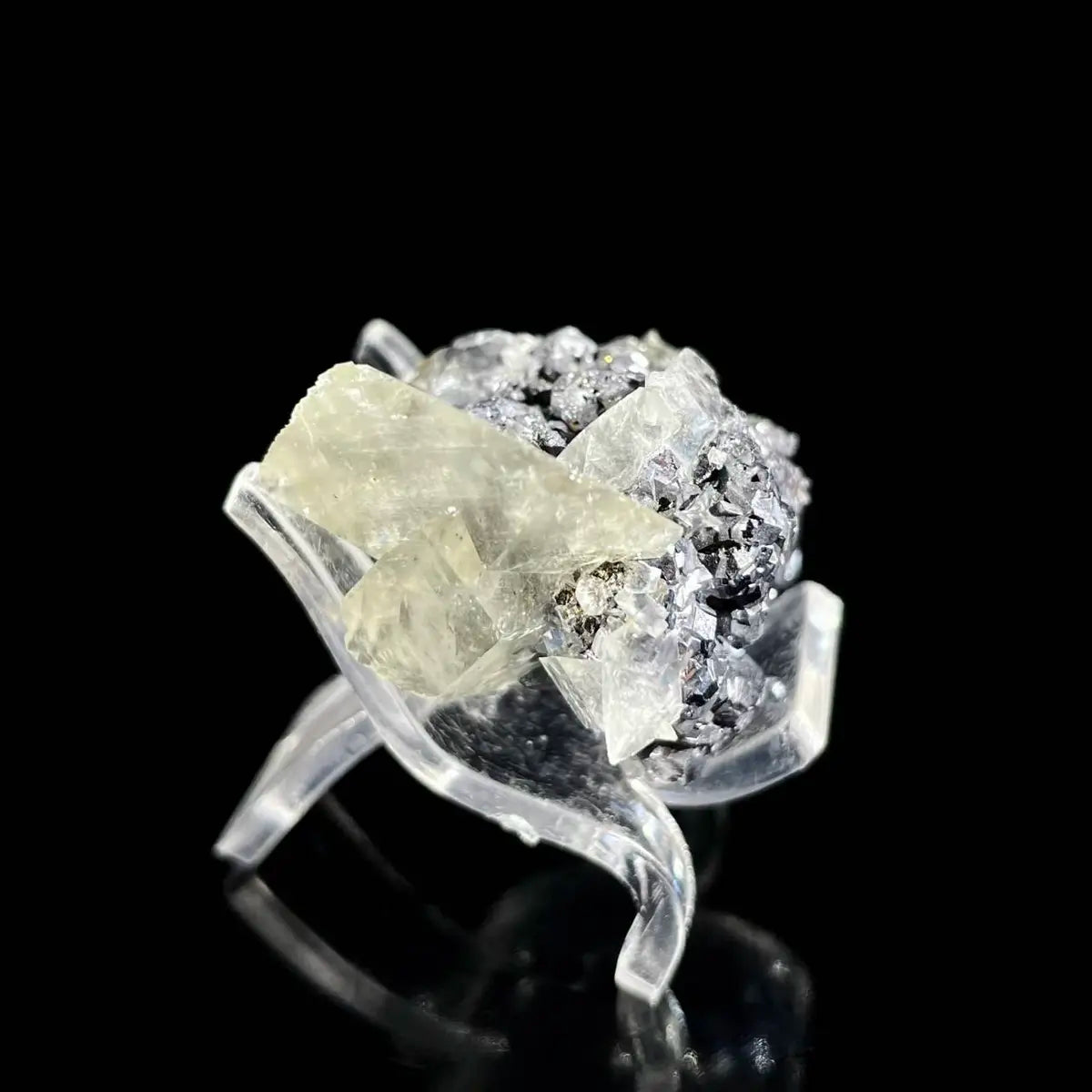 Galena Mineral Specimen | Natural Lead Sulfide Crystal on Matrix | Metallic Luster Cubic Formation | 50 g | 4.5*3.5*2.5 cm