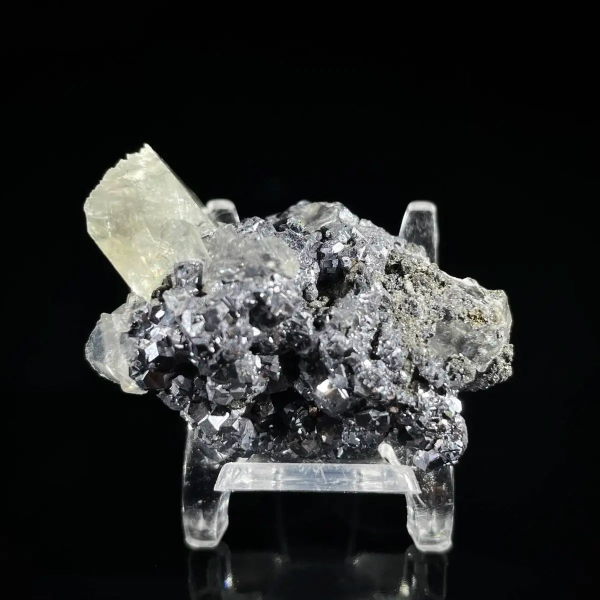 Galena Mineral Specimen | Natural Lead Sulfide Crystal on Matrix | Metallic Luster Cubic Formation | 50 g | 4.5*3.5*2.5 cm