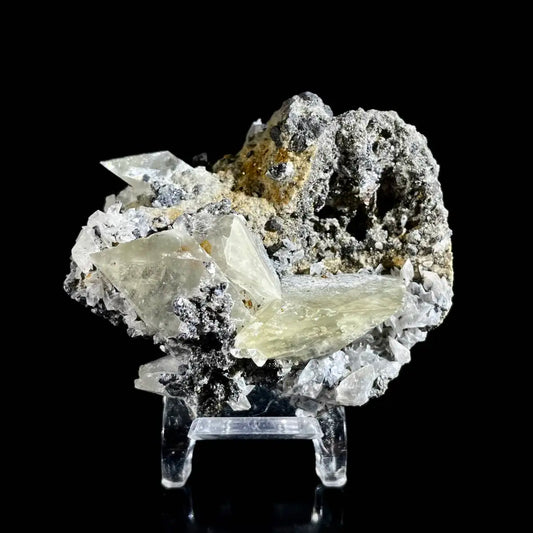 Galena Mineral Specimen | Natural Lead Sulfide Crystal on Matrix | Metallic Luster Cubic Formation | 80 g | 5.5*5.5*3.5 cm