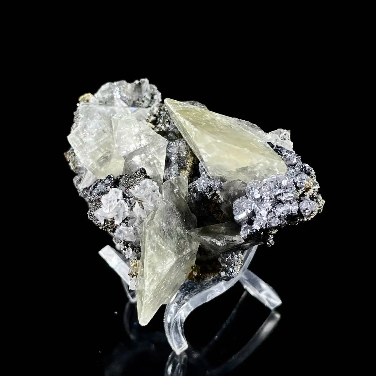 Galena Mineral Specimen | Natural Lead Sulfide Crystal on Matrix | Metallic Luster Cubic Formation | 120 g | 6.5*5*4 cm