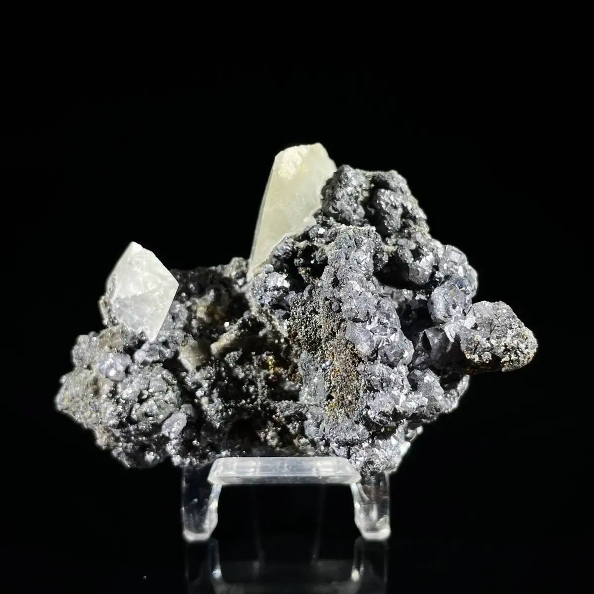 Galena Mineral Specimen | Natural Lead Sulfide Crystal on Matrix | Metallic Luster Cubic Formation | 80 g | 6*4.5*3 cm