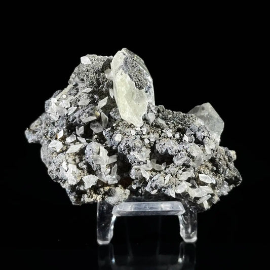 Galena Mineral Specimen | Natural Lead Sulfide Crystal on Matrix | Metallic Luster Cubic Formation | 80 g | 6*4.5*3 cm