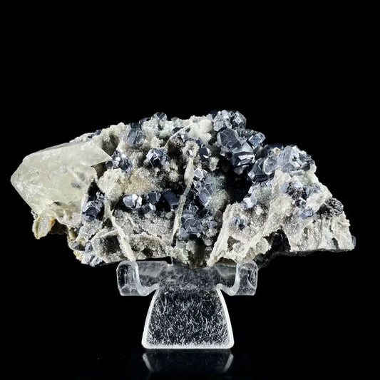 Galena Mineral Specimen | Natural Lead Sulfide Crystal on Matrix | Metallic Luster Cubic Formation | 240 g | 11*5.5*4.5 cm