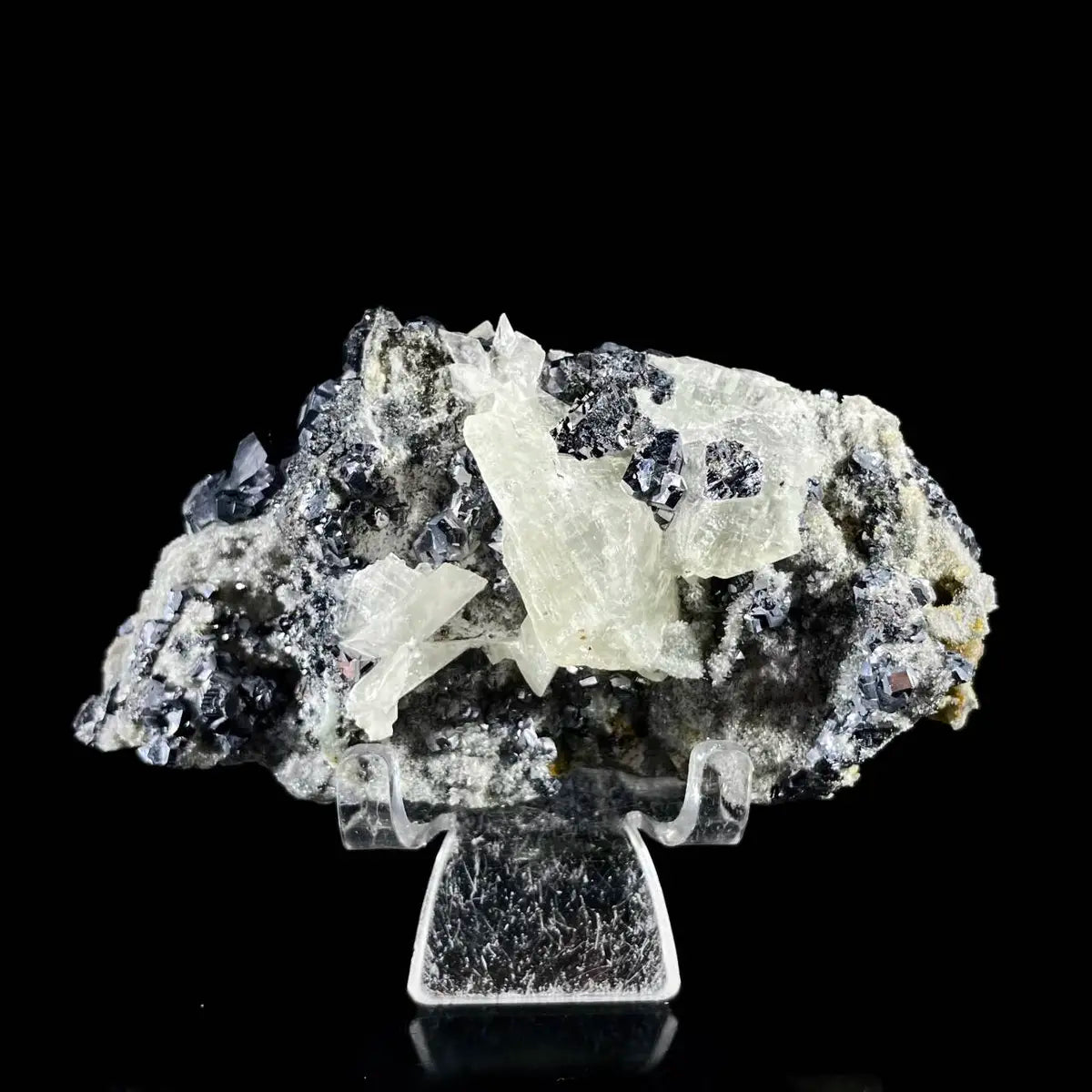 Galena Mineral Specimen | Natural Lead Sulfide Crystal on Matrix | Metallic Luster Cubic Formation | 240 g | 11*5.5*4.5 cm