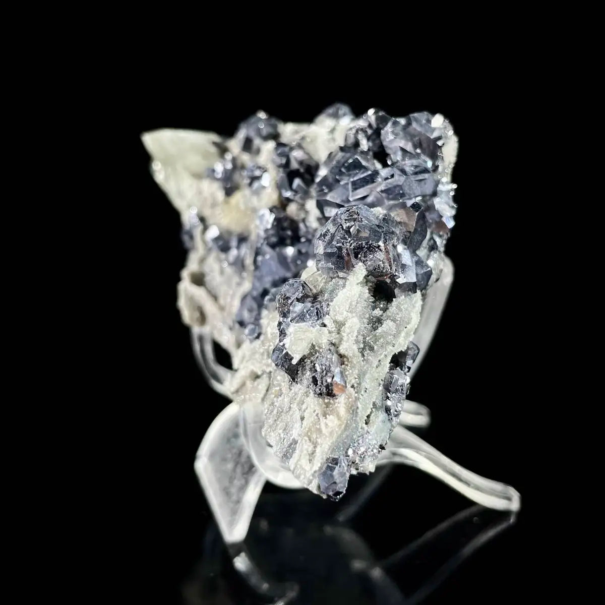 Galena Mineral Specimen | Natural Lead Sulfide Crystal on Matrix | Metallic Luster Cubic Formation | 240 g | 11*5.5*4.5 cm