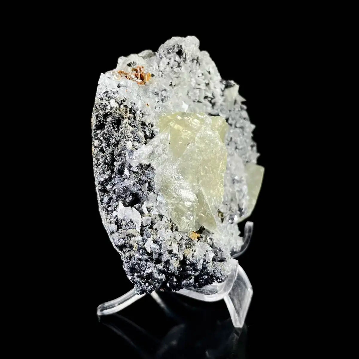 Galena Mineral Specimen | Natural Lead Sulfide Crystal on Matrix | Metallic Luster Cubic Formation | 320 g | 10*9.5*4 cm