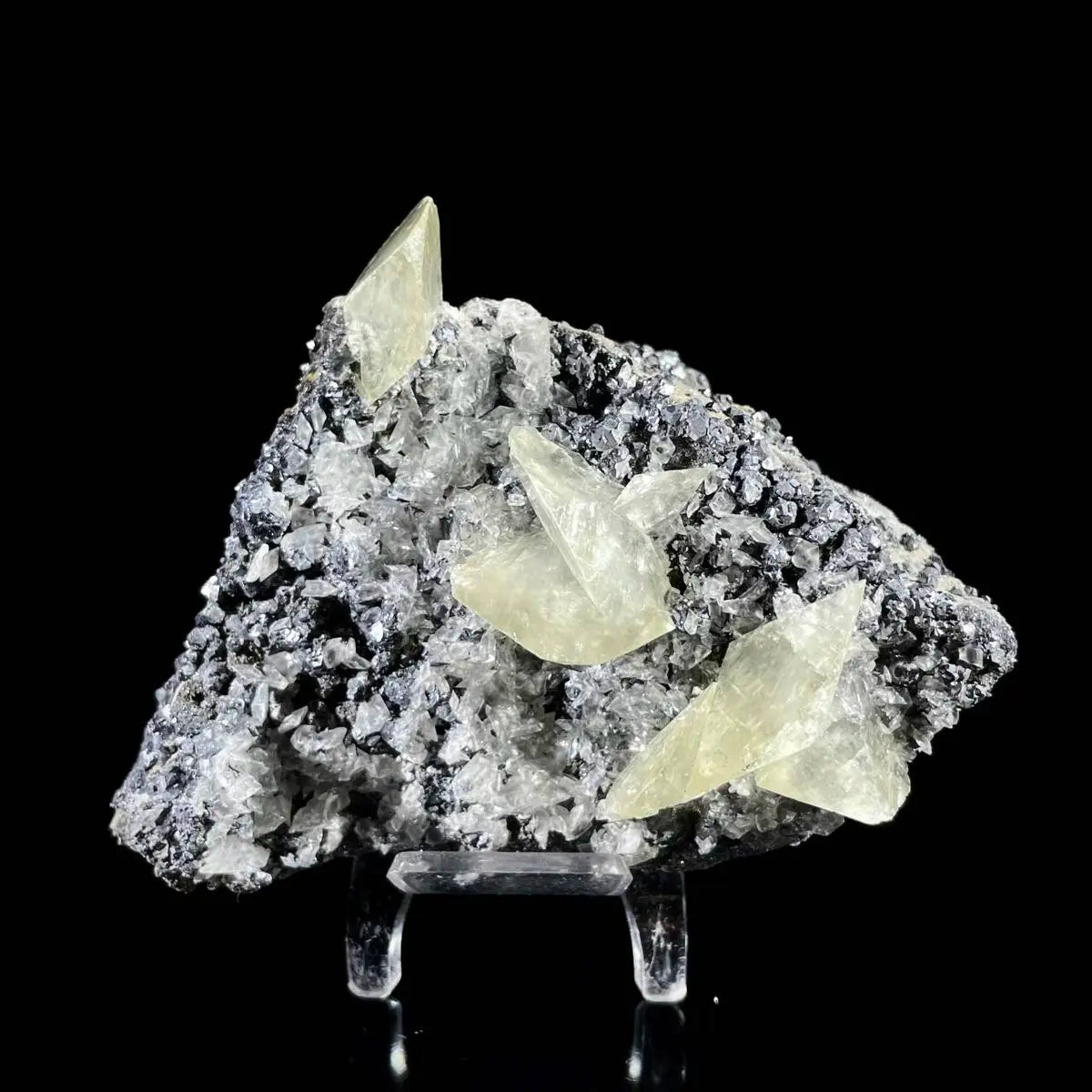 Galena Mineral Specimen | Natural Lead Sulfide Crystal on Matrix | Metallic Luster Cubic Formation | 540 g | 11.5*8*7 cm