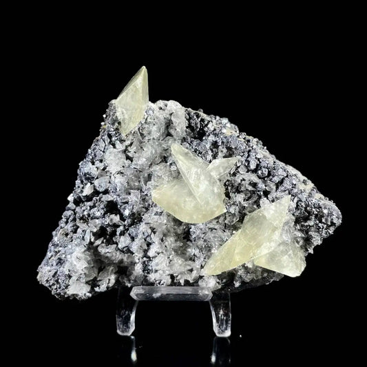 Galena Mineral Specimen | Natural Lead Sulfide Crystal on Matrix | Metallic Luster Cubic Formation | 540 g | 11.5*8*7 cm