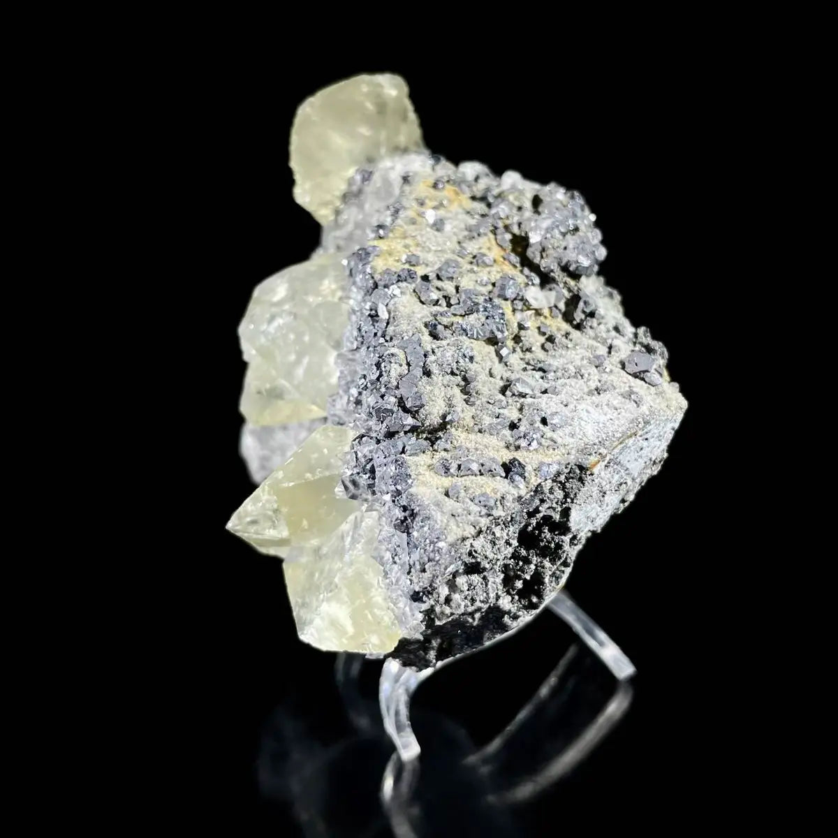 Galena Mineral Specimen | Natural Lead Sulfide Crystal on Matrix | Metallic Luster Cubic Formation | 540 g | 11.5*8*7 cm