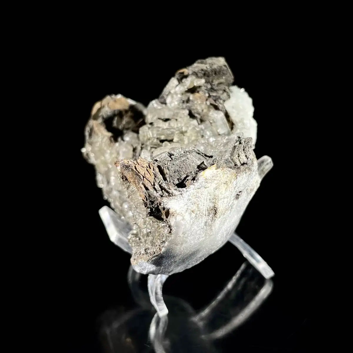 Galena Mineral Specimen | Natural Lead Sulfide Crystal on Matrix | Metallic Luster Cubic Formation | 210 g | 10*6.5*4.5 cm