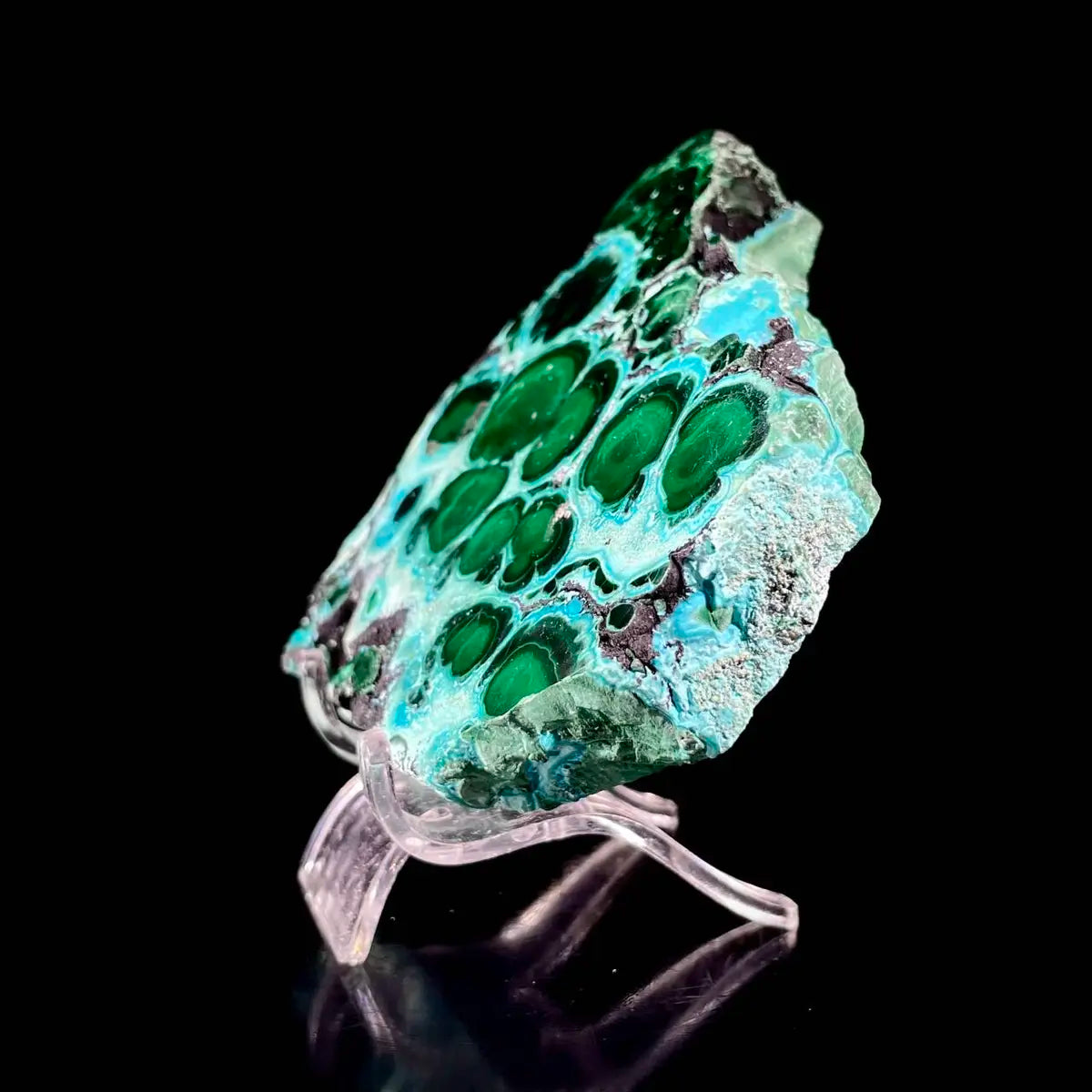 Natural Chrysocolla Crystal Specimen on Matrix | Rare Copper Silicate Mineral | Vibrant Blue-Green Mineral Collection Piece | 340 g | 11*9.5*1.5 cm