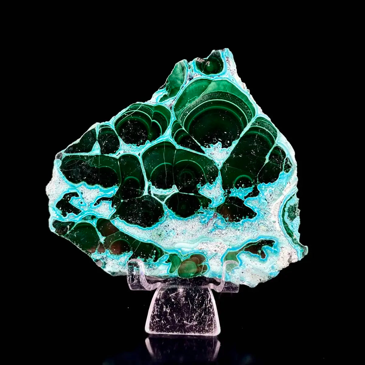 Natural Chrysocolla Crystal Specimen on Matrix | Rare Copper Silicate Mineral | Vibrant Blue-Green Mineral Collection Piece | 340 g | 11*9.5*1.5 cm