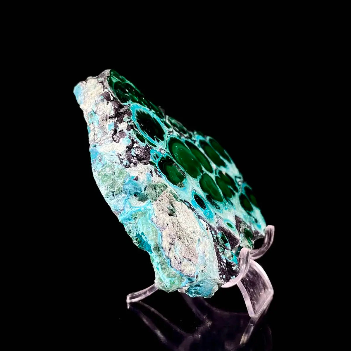Natural Chrysocolla Crystal Specimen on Matrix | Rare Copper Silicate Mineral | Vibrant Blue-Green Mineral Collection Piece | 340 g | 11*9.5*1.5 cm