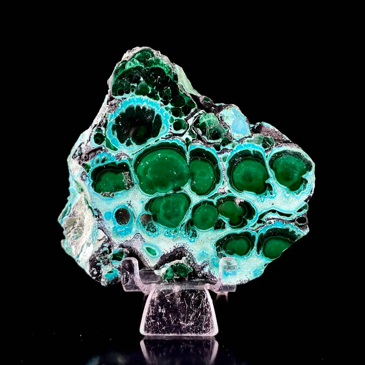 Natural Chrysocolla Crystal Specimen on Matrix | Rare Copper Silicate Mineral | Vibrant Blue-Green Mineral Collection Piece | 340 g | 11*9.5*1.5 cm
