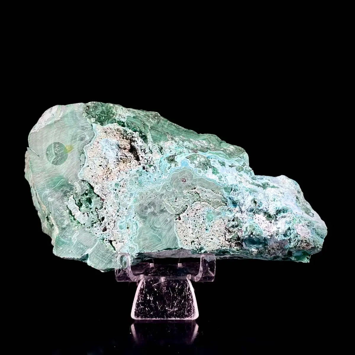 Natural Chrysocolla Crystal Specimen on Matrix | Rare Copper Silicate Mineral | Vibrant Blue-Green Mineral Collection Piece | 750 g | 13.5*8*3.5 cm
