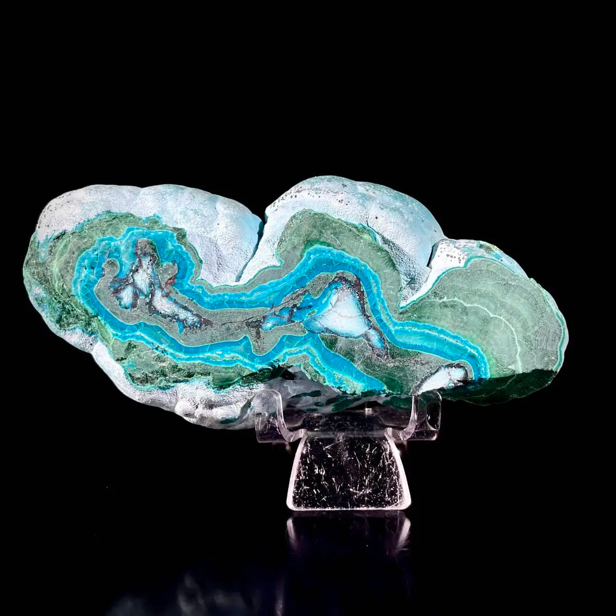 Natural Chrysocolla Crystal Specimen on Matrix | Rare Copper Silicate Mineral | Vibrant Blue-Green Mineral Collection Piece | 560 g | 13*6.5*3.5 cm